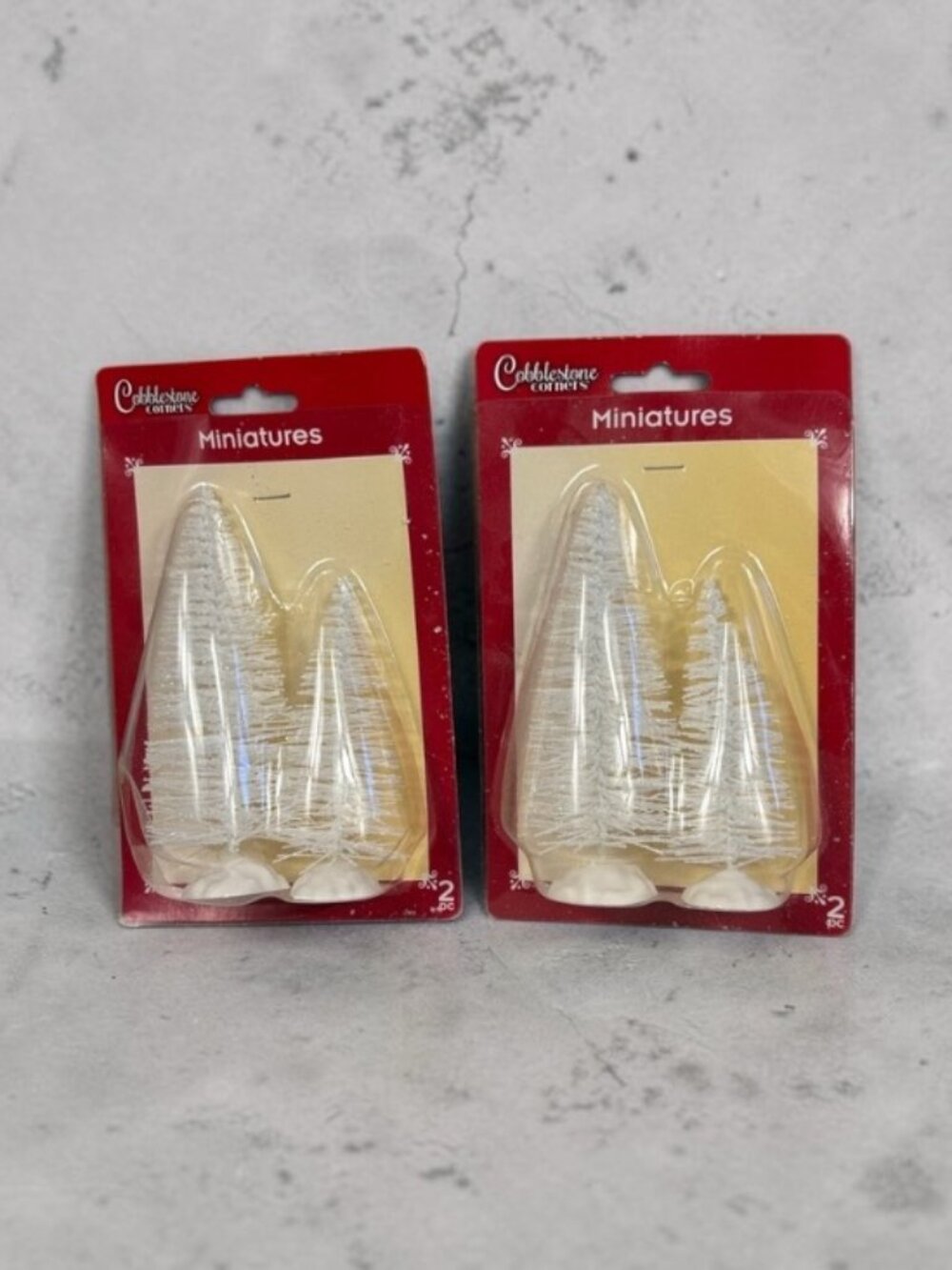 NWT Cobblestone Corners Winter Village Miniature White Christmas Tree 2-Pack Lot